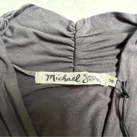NWT Michael Stars Deep V-Neck Tee Top Oxide Gray One Size Jersey Long Sleeve - Picture 7 of 10